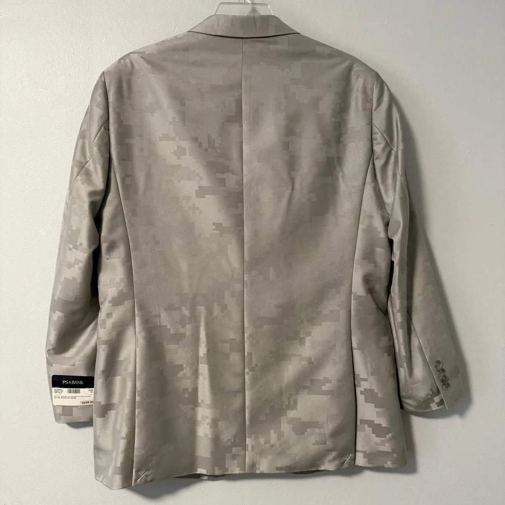 Jos A Bank Men 44L Tailored Fit Digital Camo Dinner Jacket Silver Grey Minecraft
